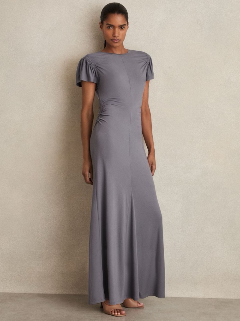 Reiss Helia Ruched Sleeve Jersey Dress